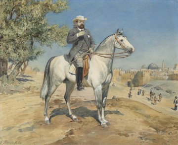 グスタフ・バウエルンファイント Painting - エルサレム門の騎手 グスタフ・バウエルンファイント 東洋学者